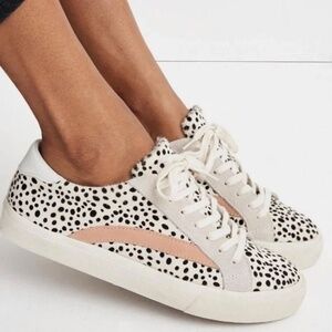 MADEWELL Sidewalk Low Top Sneaker Real fur-Dyed Calf Hair and Leather Size 6.5